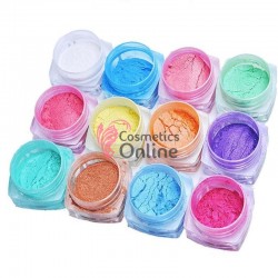 Decoratiuni pentru unghii DC015 din pigmenti perlati colorati, set 12 bucati